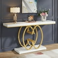thumbnail image 1 of Tribesigns 55 Inch Console Table for Hallway, Faux Marble Gold Entryway Table with Geometric Metal Base, Modern Narrow Sofa Accent Table for Entrance, Living Room, Foyer, 1 of 8