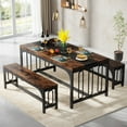 thumbnail image 1 of Tribesigns 55 Inch Dinning Table Set for 4-6, 3-Piece Kitchen Table with 2 Benches, 1 of 8