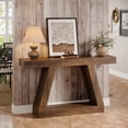 thumbnail image 1 of Finmind 55-Inch Farmhouse Console Table，2-Tier Wood Entryway Table for Hallway, Brown, 1 of 7