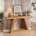thumbnail image 1 of Finmind 55-Inch Farmhouse Console Table，2-Tier Wooden Entryway Table for Hallway, Natural, 1 of 7