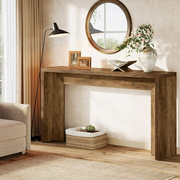 Tribesigns 55-Inch Farmhouse Console Table, Wooden Sofa Table for Entryway Living Room, Rustic Brown