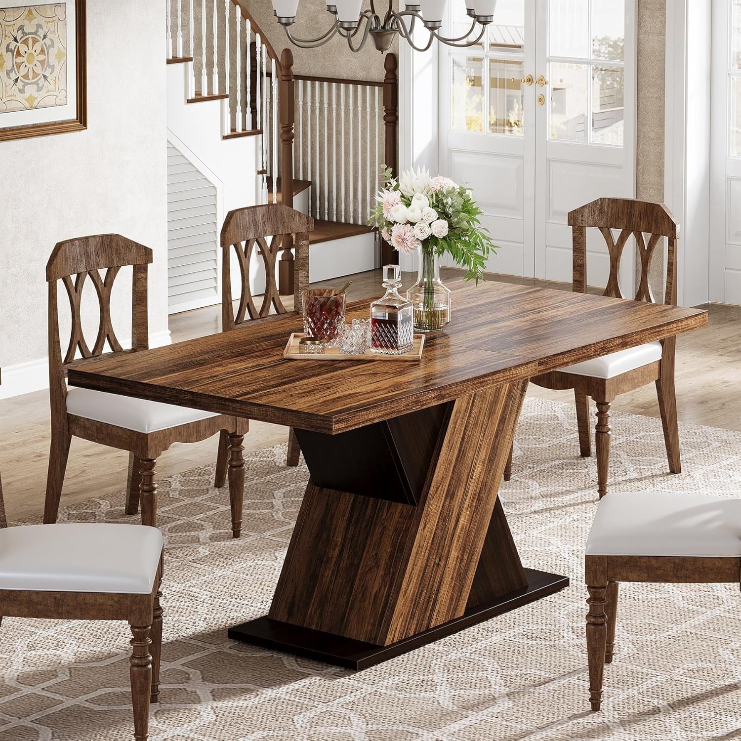 Dining Table, 70.9" Kitchen Dinner Table For 6 To 8 People