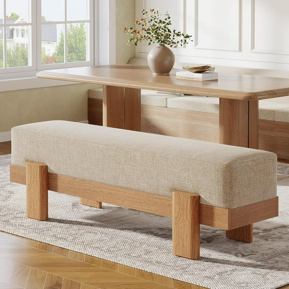 Tribesigns 55-Inch Upholstered Dining Bench, Bench with Fabric Padded Seat and MDF Frame, Kitchen Benches for Dining Room