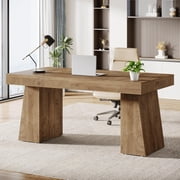 Tribesigns 55 Inches Executive Desk, Mid-Century Modern Home Office Desk with Double Trapezoid Base