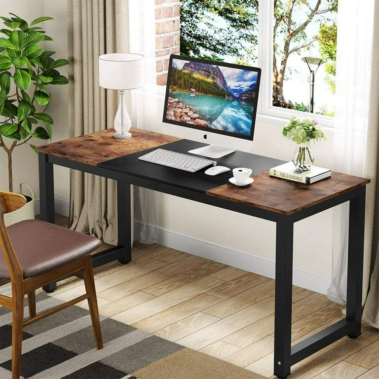 Tribesigns 47 Computer Desk with 2 Drawers, Modern Simple Laptop Desk ,  Rectangular White desk 