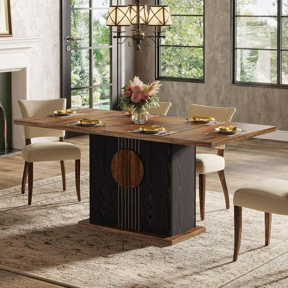 Tribesigns 55" Rectangular Dining Table for 4 to 6 People, Farmhouse Wood Dinner Table