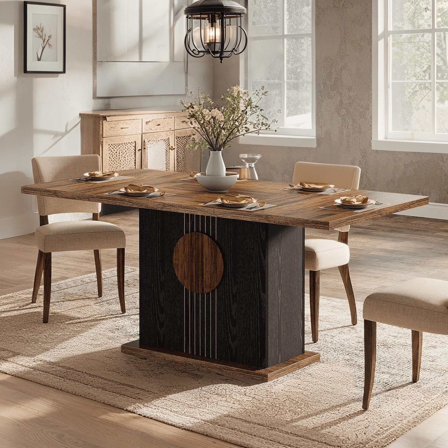 Tribesigns 55" Rectangular Dining Table for 4 to 6 People, Wood ...