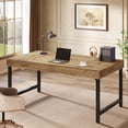thumbnail image 1 of Finmind 55" Rustic Industrial Executive Office Desk, Simple, Strong Metal Framed Writing & Laptop Table, Multi-purpose Home & Business Workstation, 1 of 7