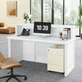 thumbnail image 1 of Tribesigns 57-Inch Reception Desk with Counter for Office, Retail, Lobby, Salon (White), 1 of 5