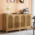 thumbnail image 1 of Tribesigns 57" Sideboard Buffet Cabinet - Vintage Farmhouse Storage with Shutter Doors, Adjustable Shelf for Kitchen, Hallway (Oak), 1 of 7