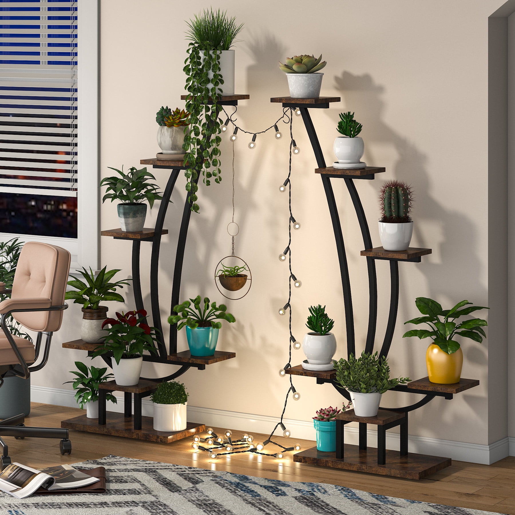 Tribesigns Tall Wooden 59.8 in. Multi-Tier Indoor Plant Stand with 6 ...
