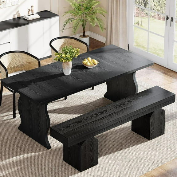 Tribesigns 59" Dining Bench for 2 to 3, Extra Long Black Dining Table Benc