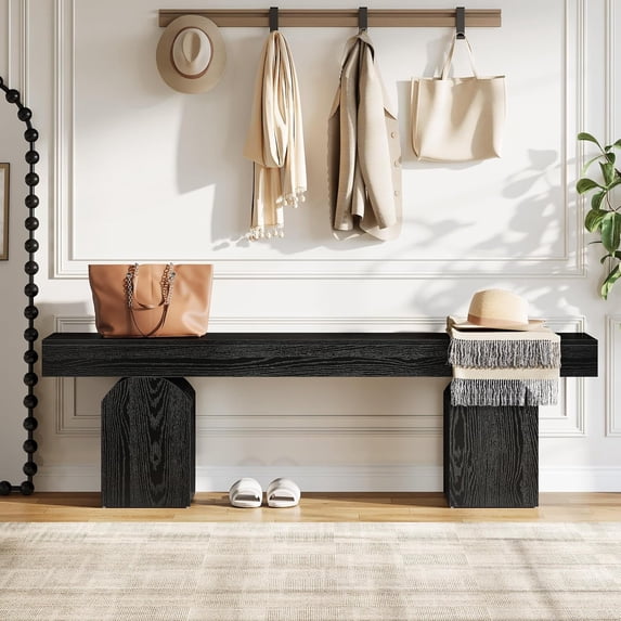 Tribesigns 59" Entryway Bench, Long Black Shoe Bench for Entry Way, Living Room, Bedroom