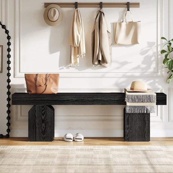 Tribesigns 59" Entryway Bench, Long Black Shoe Bench for Entry Way, Living Room, Bedroom
