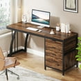 thumbnail image 1 of Tribesigns 59 Inch Computer Desk with 3 Drawers, Brown Industrial PC Desk with File Storage, 1 of 5