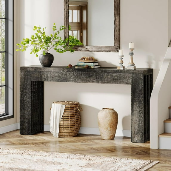 Tribesigns 59-Inch Long Wooden Console Sofa Table Behind The Couch for Entrance, Hallway, Entryway, Living Room (Rustic Grey)