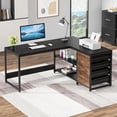 thumbnail image 1 of Tribesigns 59" L-Shaped Office Desk, Modern Reversible Computer Study Desk for Home Office, Black, 1 of 7