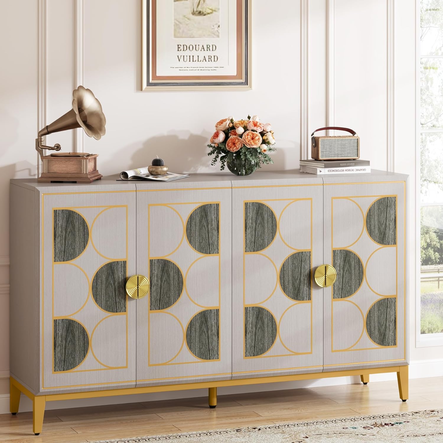 Tribesigns 59" Sideboard 3 Tiers Buffet Coffee Bar TV