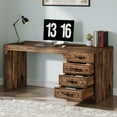 thumbnail image 1 of Finmind 59" Wood Computer Desk with 4 Drawers: Home Office & Study Table in Antique Oak, 1 of 7