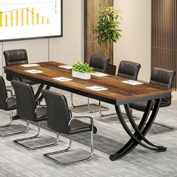 Tribesigns 6.5 FT Conference Table for 6-8 People, 78 inch Long Rectangular Seminar Table with Strong Metal Frame (Only Table, 1pc)