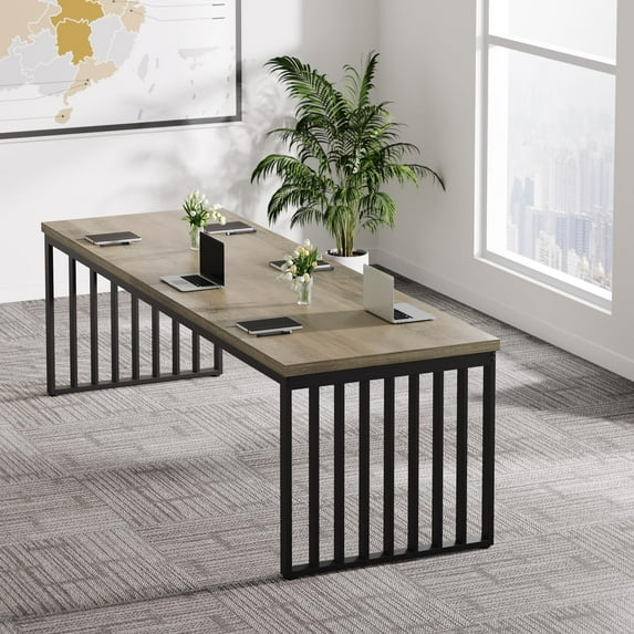 Tribesigns 6.56 ft Conference Table, Industrial Large Rectangle Meeting Seminar Table, Long Business Table for 6-8 People (Without Chair)