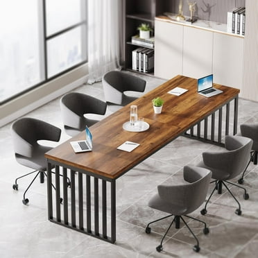 Finmind 6.56 ft Conference Table, Industrial Large Rectangle Meeting Seminar Table, Long Business Table for 6-8 People (Without Chair)