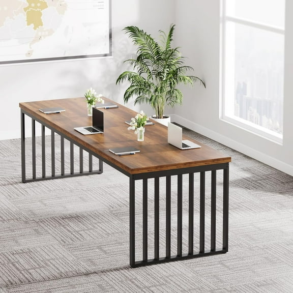 Tribesigns 6.56ft Rectangular Conference Table with Industrial Charm Splicing board (Without Chair)