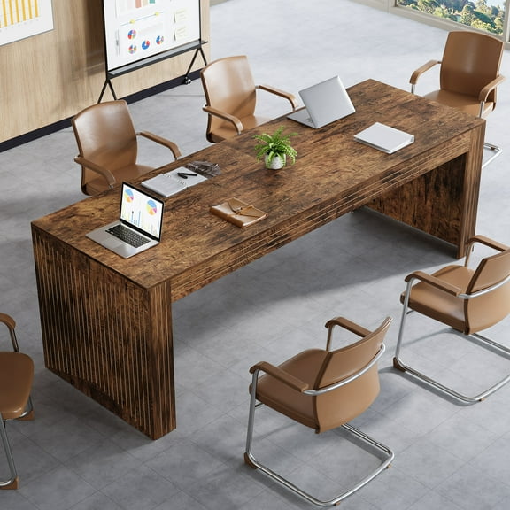 Tribesigns 6.5FT Conference Table, 78.74 L x 27.5 W Inches Meeting Table with Large Worktop, Vintage Brown
