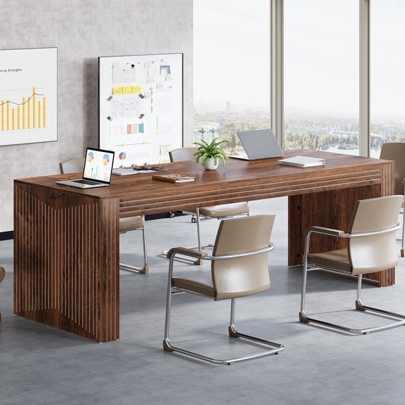 Tribesigns 78.74-inch Extra Long Conference Table, Large Meeting Table with Spacious Worktop, for Office Conference Room, Easy Assembly, Walnut Brown