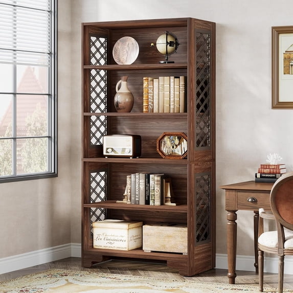 Tribesigns 6-Tier Bookcase, 71" Vintage Tall Bookshelf for Home Office