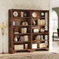 thumbnail image 1 of Finmind 6-Tier Bookcase Set of 2- 70.8" Vintage Tall Bookcase with X-Pattern Design & 5-Shelf Display Rack, 1 of 7