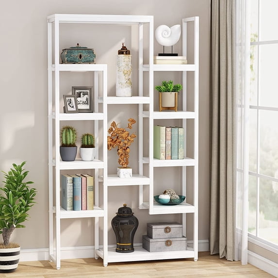 Tribesigns 6-Tier Bookshelf 70.9 inch Tall Bookcase, Modern White 12-Shelf Display Shelves