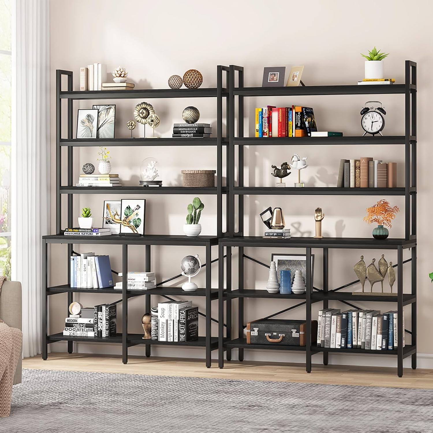 Tribesigns 6-Tier Bookshelf,Industrial Bookcase with Open Shelf,6 Shelf ...