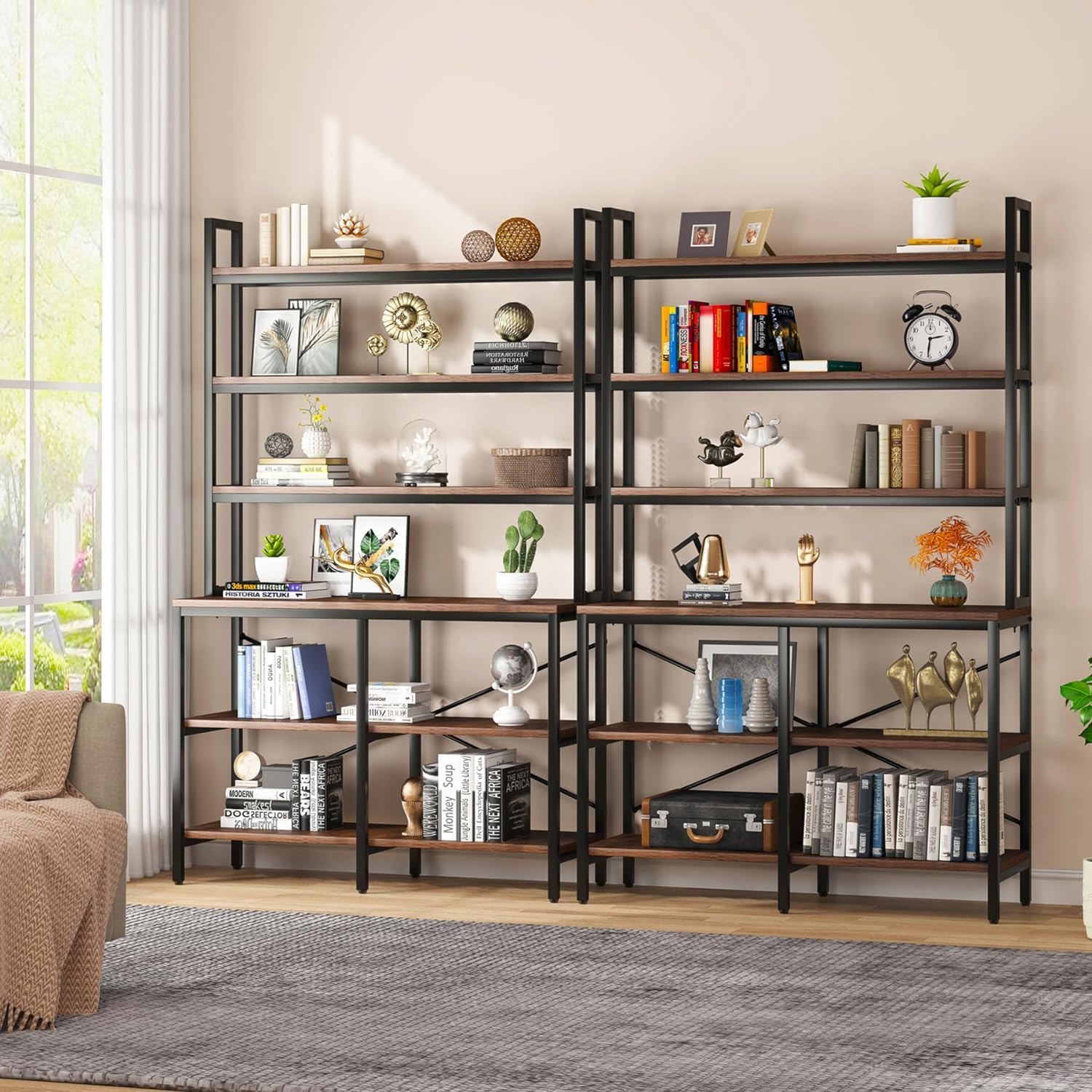Tribesigns 6-Tier Bookshelf,Industrial Bookcase with Open Shelf,6 Shelf ...