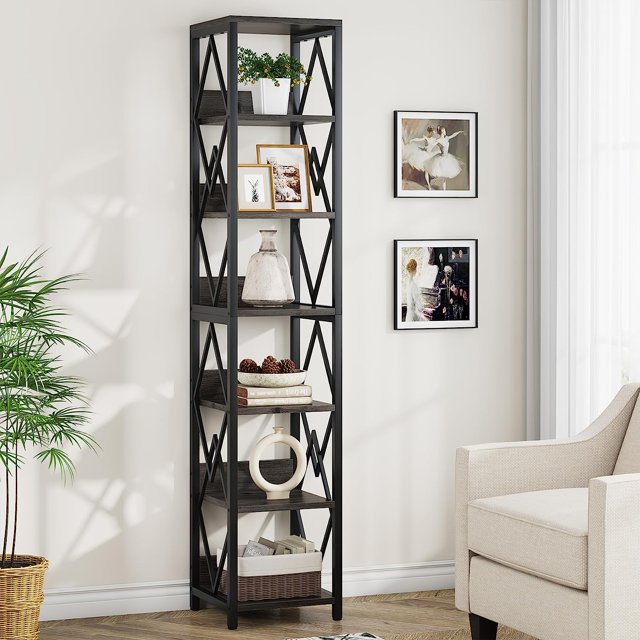 Tribesigns 6Tier Bookshelf, 75in Tall, Skinny Storage Rack for Living Room/Bedroom/Kitchen