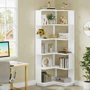 Tribesigns 6-Tier Corner Bookshelf, 64.9 Inch Tall Industrial Bookcase with Anti-drop Panel