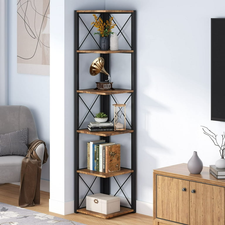 Tribesigns 6 Tier Corner Shelf 70.8 inch Tall Corner Bookshelf Etagere Bookcase for Living Room