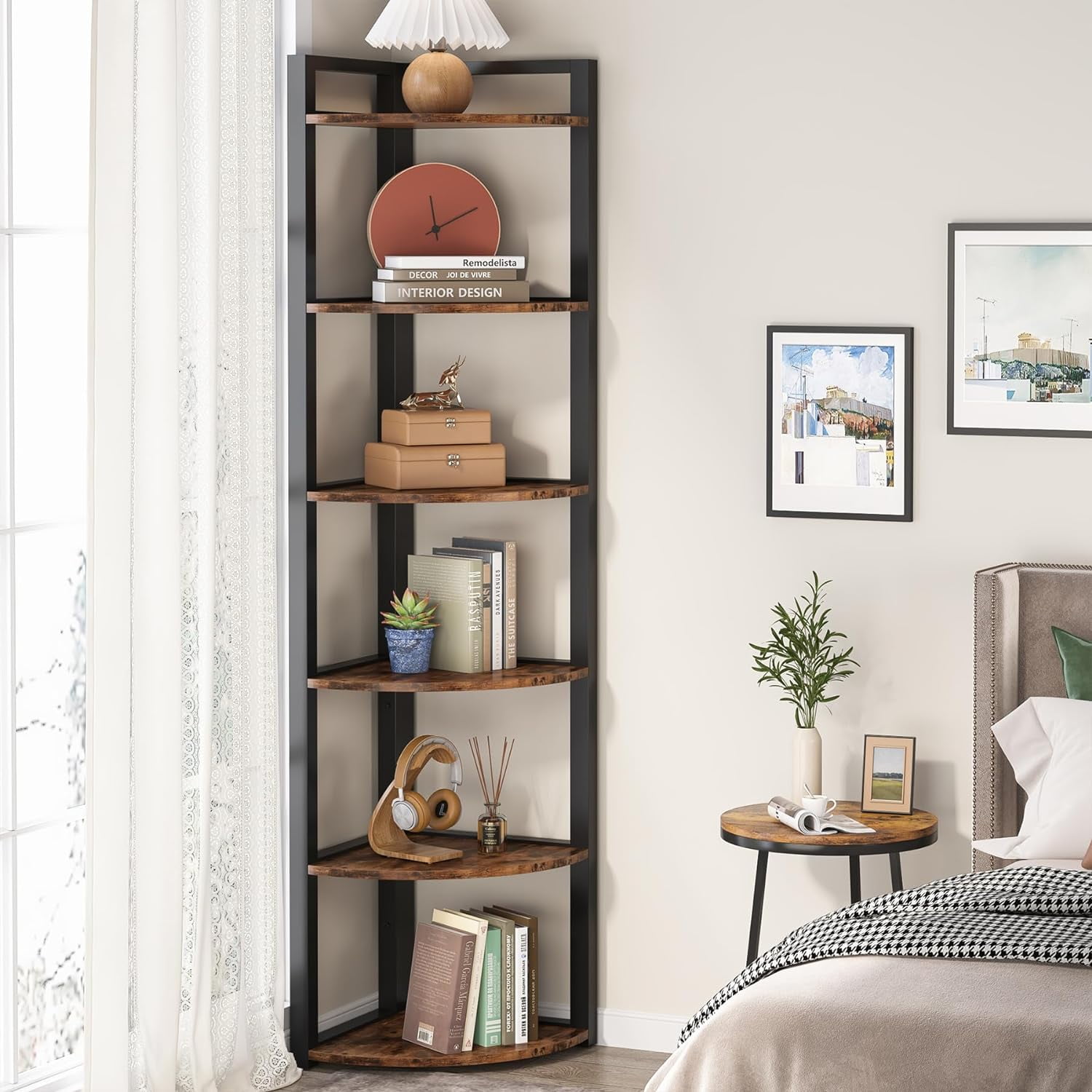 Tribesigns 6 Tier Corner Shelf, 70.9 Inch Tall Corner Bookshelf Small ...