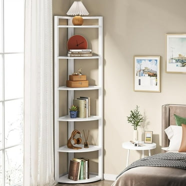 Tribesigns 6 Tier Corner Shelf, 70.9 Inch Tall Corner Bookshelf Small Bookcase Rustic Corner Shelving Unit Storage Rack for Living Room, Home Office, Kitchen, Small Space
