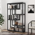 thumbnail image 1 of Tribesigns 6-Tier Industrial Bookshelf, 69.29" Tall Freestanding Display Storage Rack with Metal Frame for Living Room, Home Office, Black, 1 of 8