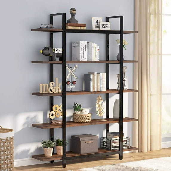 Tribesigns 6-Tier Large Open Bookshelf, Industrial Etagere Bookcase Storage Display Shelves for Home and Office, Vintage Organizer Shelving Unit with Wood Grain