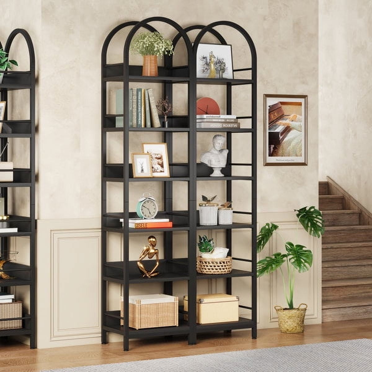 Tribesigns Slim 6-Tier Open Bookshelf, 78.7" Tall Arched Shelf Bookcase ...
