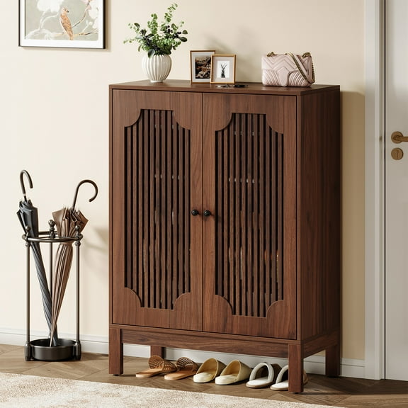 Tribesigns 6-Tier Shoe Cabinet with Doors, Wooden Shoe Storage Organizer with Adjustable Shelves for Entryway, Bedroom, Closet, Living Room (Holds 20 Pairs, Fits US Sizes 4-14)