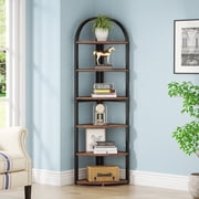 Tribesigns 71 Tall 6-Tier Corner Bookshelf - Rustic Wood & Metal Display Shelf for Small Spaces, Perfect as Plant Stand for Living Room/Home Office/Kitchen