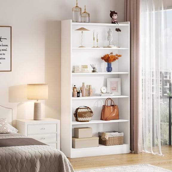 Tribesigns 6-Tier Tall Bookcase, 72'' Wooden Bookshelves, White
