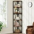 thumbnail image 1 of Tribesigns 6 Tier Tall Corner Bookcase, Wood Metal, 12.59" x 12.59" x 66.9", 23 lb, 1 of 7