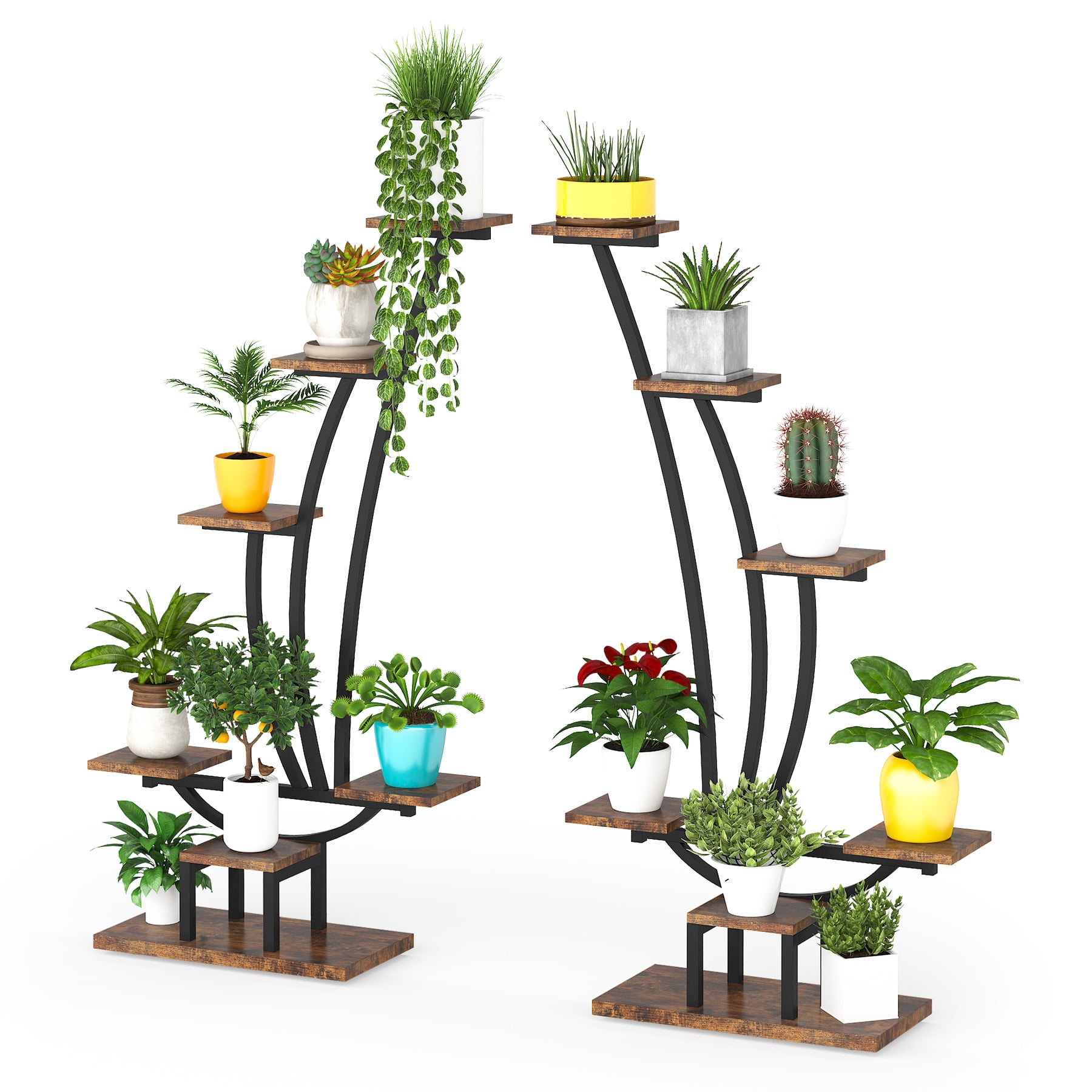 Tribesigns 6 Tier Metal Plant Stand, 2 Pack with Hooks Tribesigns 6 Tier Metal Plant Stand, 2 Pack with Hooks