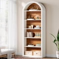 thumbnail image 1 of Tribesigns 6-Tier White Arched Bookshelf, 75.98" Tall Arched Bookcase with Storage Shelves, Floor Standing Open Display Shelving Unit for Living Room, Bedroom, Home Office (White, 6-Tier), 1 of 16
