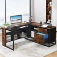 thumbnail image 1 of Tribesigns 62.9 inch L-Shaped Executive Desk, Large Office Desk with Drawers and Shelves, 1 of 5