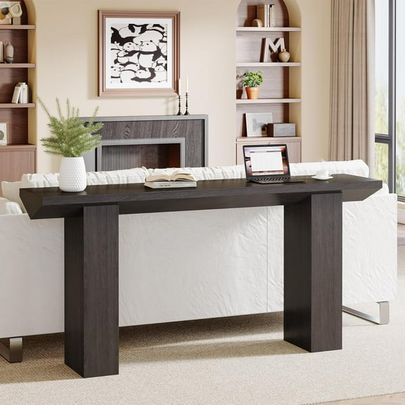 Tribesigns 62.99-Inch Long Sofa Console Table, Farmhouse Wooden Narrow Behind Couch Table, Accent Entryway Table for Entrance, Hallway, Living Room (Black)
